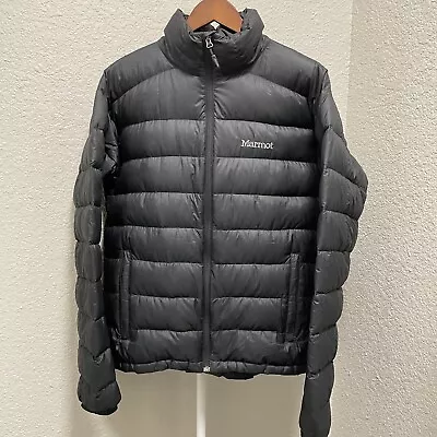 Marmot 800 Fill Down Lightweight Puffer Jacket Mens Medium Black Full Zip READ • $49.99