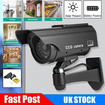 Fake CCTV Solar Power Security Camera Flashing LED Outdoor Dummy Surveillance • £7.99