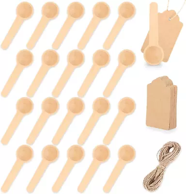 Mini Wooden Spoons 24PCS Wooden Spoons With 24PCS Tags And Twines Small Spoons  • $15.77