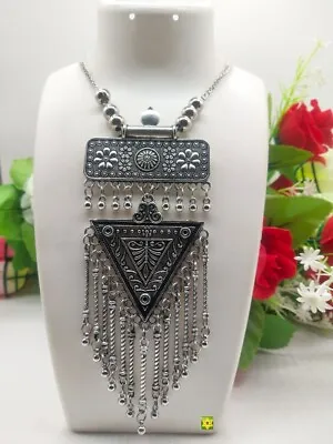 £8.99 • Buy ASIAN Silver Oxidised Ethnic Tribal Costume Modern Indian NECKLACE JEWELLERY