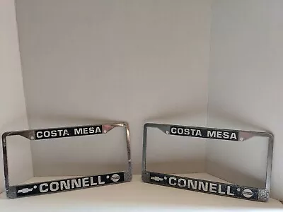 Vintage Costa Mesa Connell Chevrolet Nissan Metal License Plate Frame Set Pair  • $65
