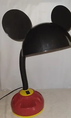 Vintage Disney Mickey Mouse Gooseneck Desk Lamp W/ Carousel Organizer • $19.95
