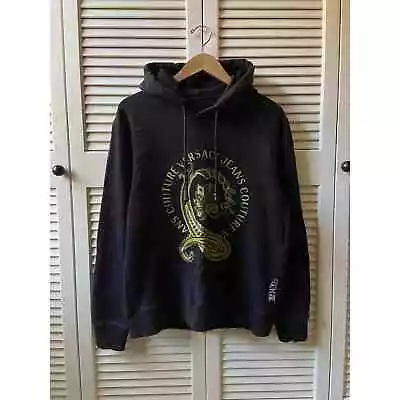 Versace Jeans Couture Sample Black Gold Medal Paisley Hoodie Sweatshirt Size M • $135