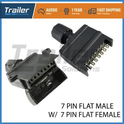 $18 • Buy 7 Pin Flat Trailer Plug Male & Female Socket Set Caravan Boat Adaptor Connector