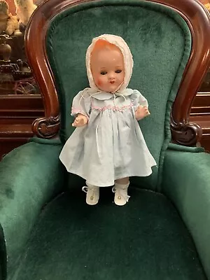 Vintage GERMANY MARKED ALL COMPOSITION JOINTED BABY DOLL 10in Glass Sleep Eyes • $69.99