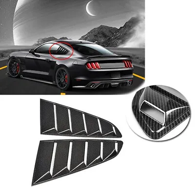 $44.57 • Buy For Ford Mustang Carbon Fiber Black Quarter Panel Side Window Scoop Louver Cover