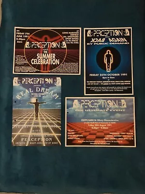 X4 Perception Rave Flyer Bundle A4 1990's Rave Flyers • £2