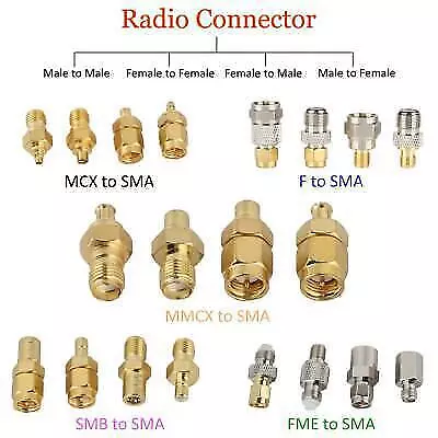 SMB MCX MMCX FME To SMA Antenna Adapter - Male Plug Female Connector • £5.32