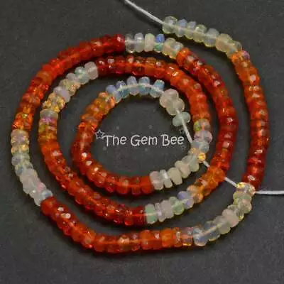 4.5mm Old Stock Shaded Mexican Fire Opal Faceted Rondelle Beads 16.5  Strand • $595