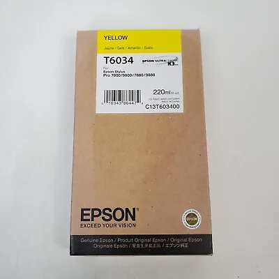 Genuine Epson T6034 Yellow Ink 220ml Stylus Pro 7800 9800 7880 9880 Exp: 10/2019 • $64.97