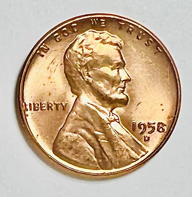 1958 D Lincoln Obverse Wheat Ears Reverse 1 Cent Uncirculated Coin 7675 • $1.99