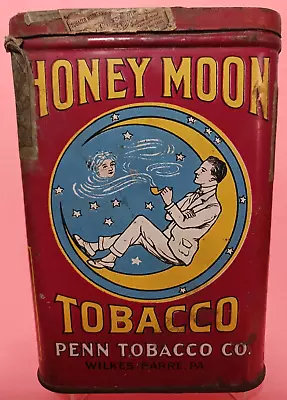 **RARE POCKET TIN** HONEY MOON Tobacco  Series Of 1910  Tax & Union Made Stamps • $199.99