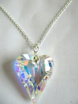 £7.99 • Buy FINE QUALITY AB AUSTRIAN CRYSTAL HEART PENDANT NECKLACE. 27mm
