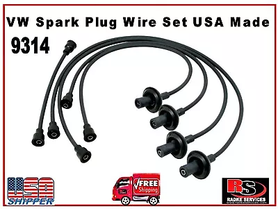 Vw Bug Black Ignition Spark Plug Wire Set Usa Made Baja Sand Rail Ghia 9314 • $22.35