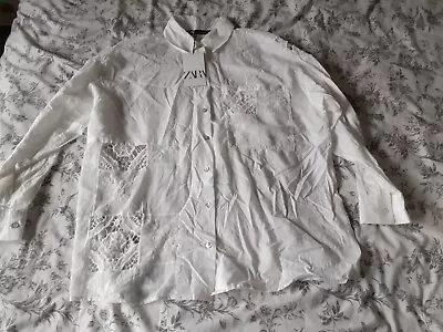 Zara Shirt White Cutwork Embroidered Size Small New With Tags • £5