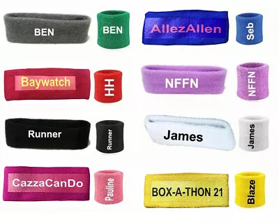 Personalized Sports Wrist Sweatbands Headband Tennis Squash GYM Wristband UK • £4.99