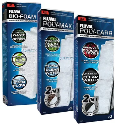 Fluval U3 Filter Media Bio Foam Pads Clear Max Poly Carbon Sponge Replacement • £7.25