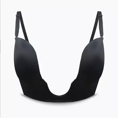 Nubra UBRA U Plunge Bra Deep U-Neckline With Low Back Black 34C • $28