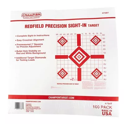 Champion Targets Redfield Sight-in 100pack 10 Packs Of 10(cha47387) • $17.59