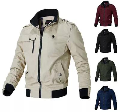 Mens Jacket Casual Fashion Slim Military Stand Up Collar Size M-5XL • $50.58