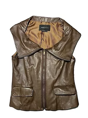 BCBG Maxazria Brown Zip Front Leather Vest • $50