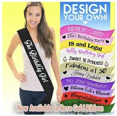 Personalised Birthday Sash - Add Age - 13th 16th 18th 21st 30th 40th 50th 60th • £4.95