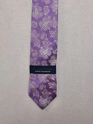 NEW Club Room 100% Silk Tie Men's Designer Estate Lavender Purple Paisley Easter • $14.53