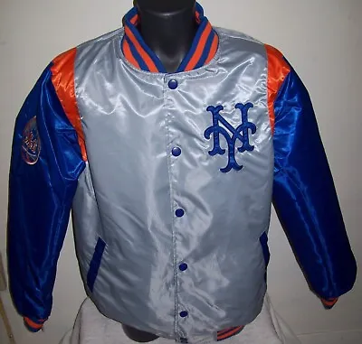 NEW YORK METS REVERSIBLE Satin Jacket XL 2X BLUE & SILVER • $89.99
