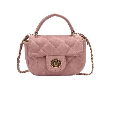 Pink Mini Soft Suede Quilted Crossbody Elegant Clutch/Purse/Bag • $42.49