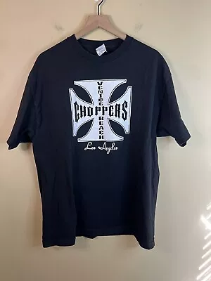 D93-Vintage Venice Beach Choppers T-Shirt Adult XL Black Jesse Who • $20