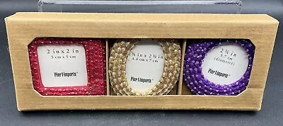 Pier 1 Mini Fabric Jeweled Picture Frames Set • $20