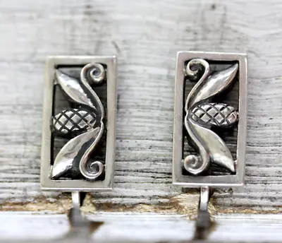 Vintage Georg Jensen Pine Cone Sterling Silver Earrings Beautiful Modernist • $298