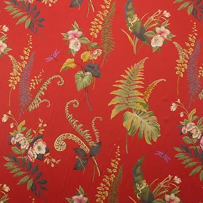 P Kaufmann Green House Crimson Red Fern Leaf Light Weight Fabric By Yard 54 W • $10.99