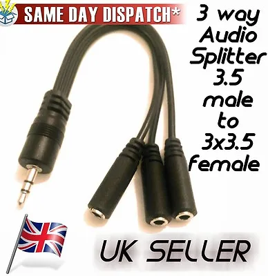 3.5mm - 3 Way Female Cable Splitter For Earphones/speakers On PC/laptop/phone  • £6.50