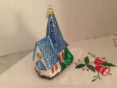 Polonaise  Country Churches  (Blue Roof) Ornament 1998--AP880--New/Tag • $39.99