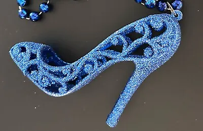 High Heels Blue Mardi Gras Bead Necklace New Orleans Shoes Glitter Fashion • $5.95