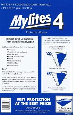 Mylites Heavy Duty 4 Mil Comic Book Silver & Golden Age Size 7-3/4  X 10-1/2 ... • $25.73