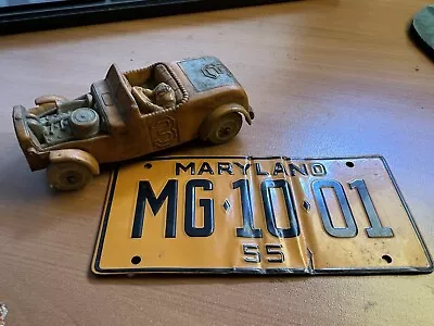 VINTAGE RAT ROD RUBBER No. 3 ORANGE HOT ROD 4 INCHES LONG W/ 1955 MARYLAND PLATE • $12.95