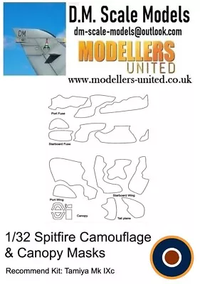 1/32 Spitfire Camouflage + Canopy Masks By DM Scale Models • £11