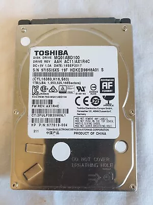 Toshiba  MQ01ABD1001TB 1TB  SATA 2.5  Laptop Hard Drive Fully Tested Formatted • £10
