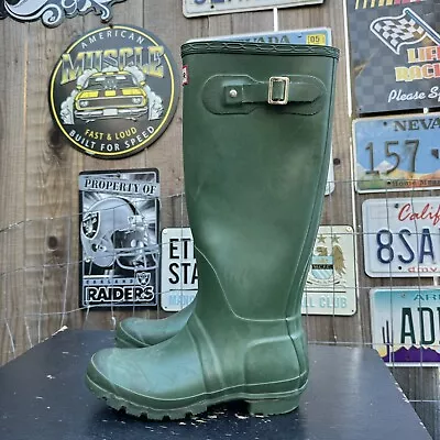 HUNTER Original Tall Waterproof Rain Boot Green Size 7 • $25