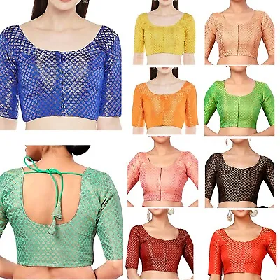 $18.50 • Buy Women's Brocade Designer Saree Blouse Beautiful Lehenga Crop Top Part Wear Choli