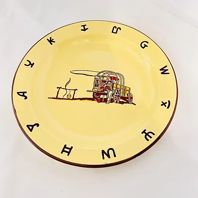 Vintage MONTERREY WESTERN WARE Enamelware Plate Cowboy Chuckwagon 10.25  Enamel • $22.98