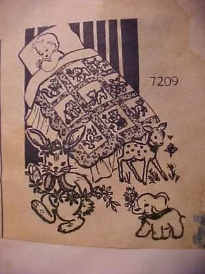 VTG Mail Order Pattern For Embroidered & Appliqued Baby Quilt W/ Animals 7209 • $9.99