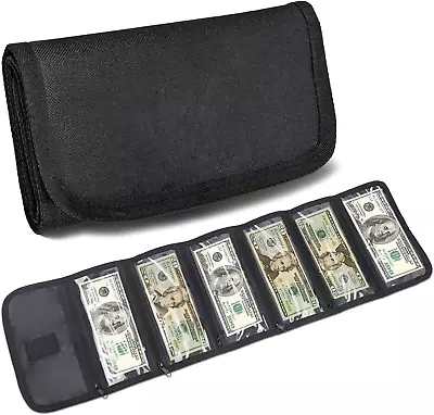 Money Wallet Organizer For Cash With 6 Zippered Pocket Multipack Pouch Bill Or • $22.30