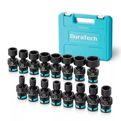 DURATECH 16PC 3/8  Dr Swivel Socket Set Shallow Universal Impact Metric 8mm-24mm • $87.99