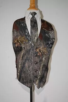 NEW Boys Mossy Oak Camo Tuxedo Vest Long Dress Tie Camouflage Boys S-L TUXXMAN • $39.95