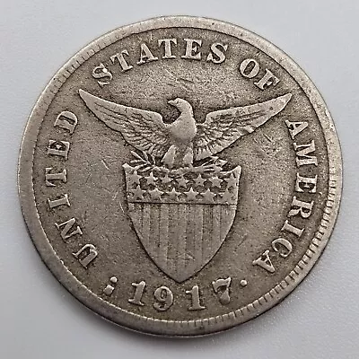 1917-S 5 Centavos Very Fine Philippines US San Francisco Mint Five USA • $14.99