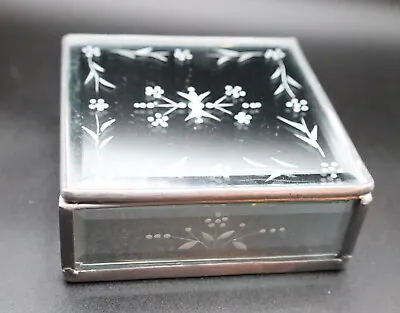Mirrored And Etched Design Jewelry Box • $12.75