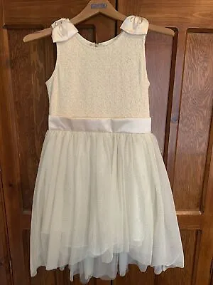 American Girl Size 12 Dress Cream Gold Girls 2015 Matching Doll EUC Father Dance • $49